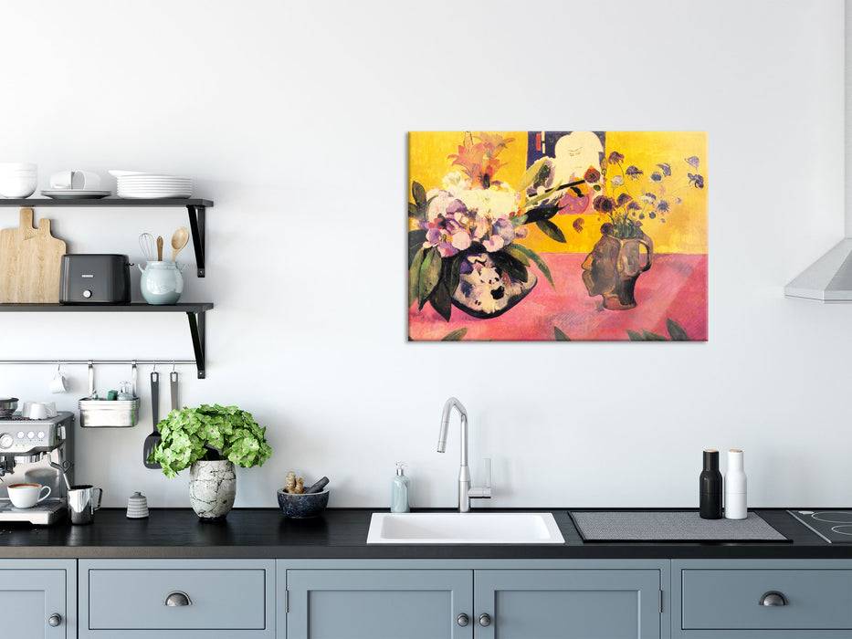Pixxprint Paul Gauguin - Stillleben mit japanischer Grafik , Glasbild Blitzangebot