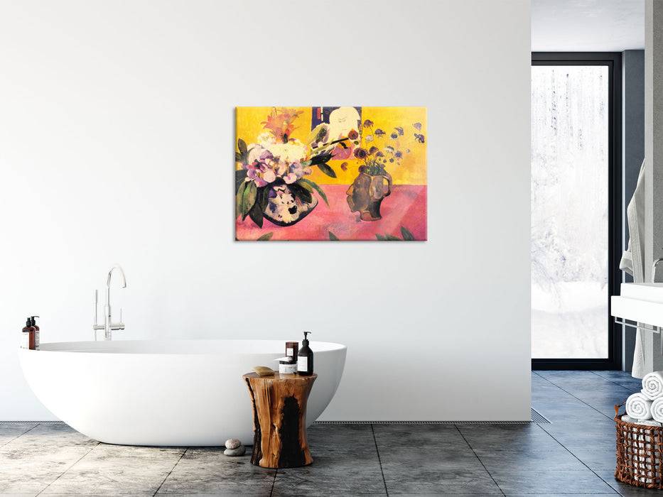 Pixxprint Paul Gauguin - Stillleben mit japanischer Grafik , Glasbild Blitzangebot