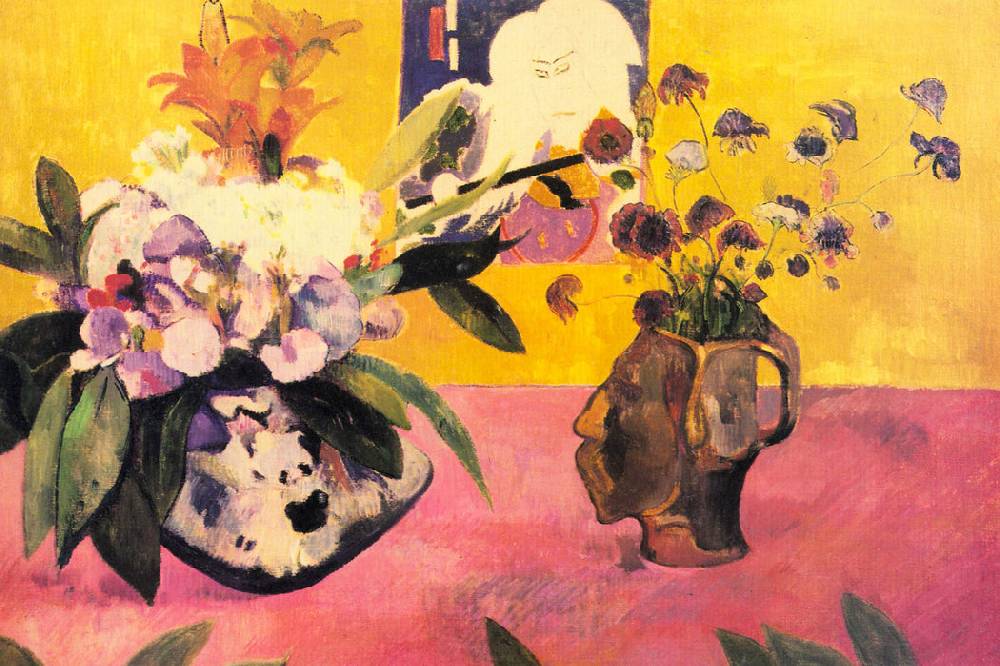 Pixxprint Paul Gauguin - Stillleben mit japanischer Grafik , Glasbild Blitzangebot