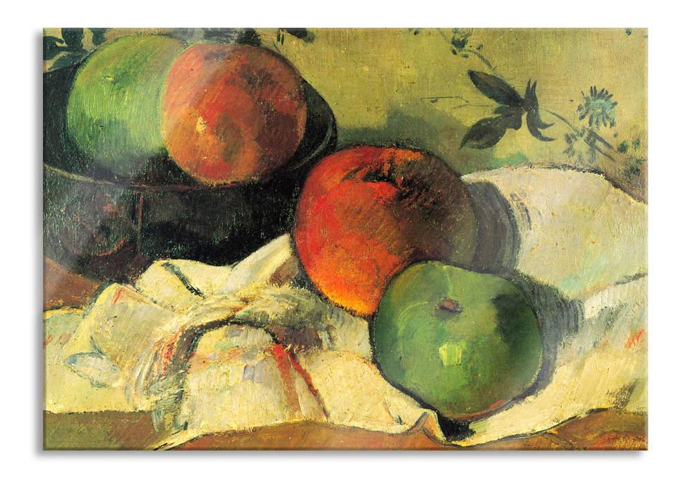 Pixxprint Paul Gauguin - Stillleben Äpfel und Schale , Glasbild Große Rabatte