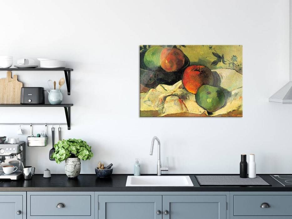 Pixxprint Paul Gauguin - Stillleben Äpfel und Schale , Glasbild Große Rabatte