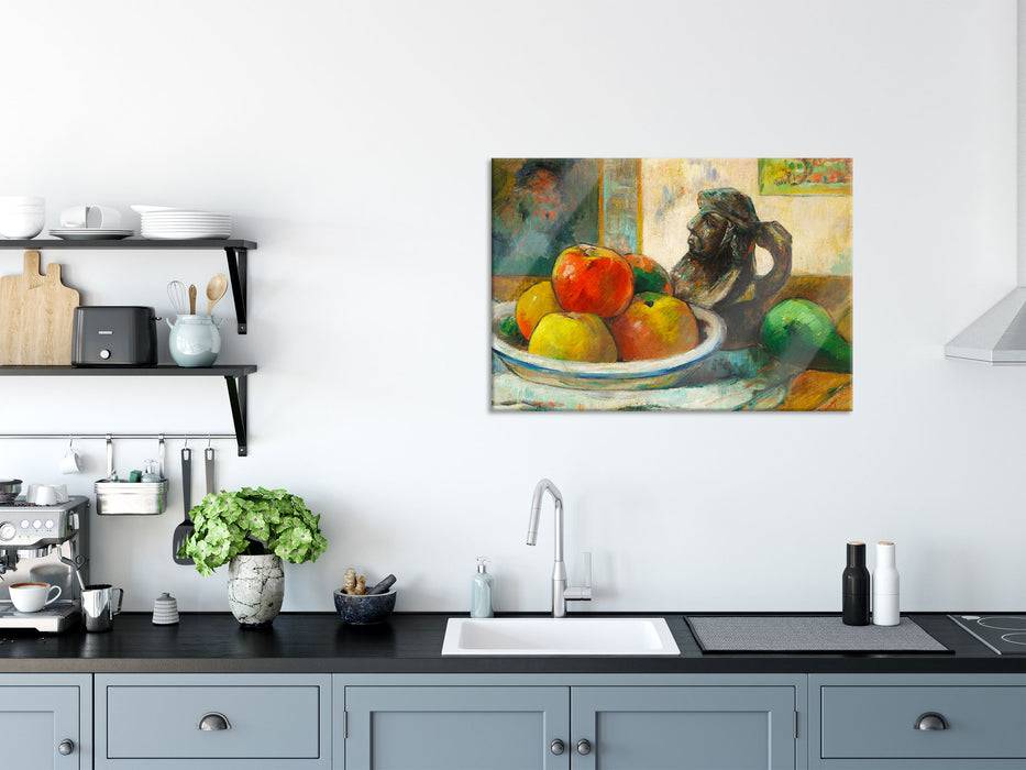 Pixxprint Paul Gauguin - Stillleben mit Äpfeln Birne und Keramik, Glasbild Neuheiten
