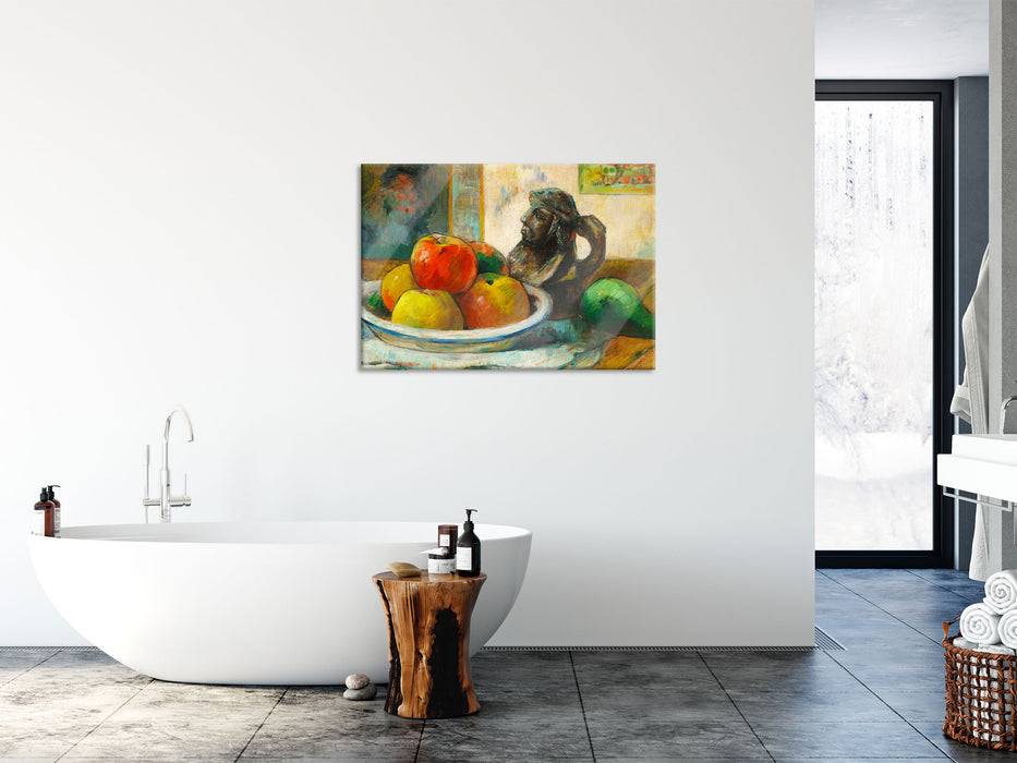 Pixxprint Paul Gauguin - Stillleben mit Äpfeln Birne und Keramik, Glasbild Neuheiten