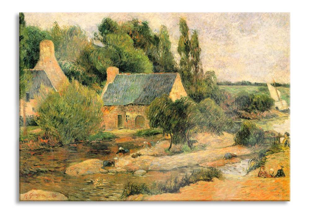 Pixxprint Paul Gauguin - Die Waschfrauen in Pont-Aven , Glasbild