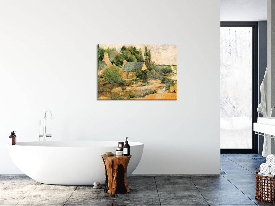 Pixxprint Paul Gauguin - Die Waschfrauen in Pont-Aven , Glasbild Kauf eins, bekomm eins gratis