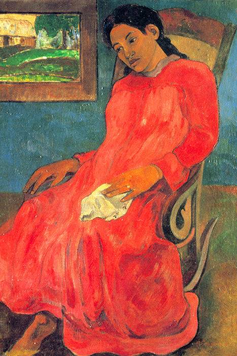 Pixxprint Paul Gauguin - Frau im rotem Kleid , Glasbild Tägliche Deals