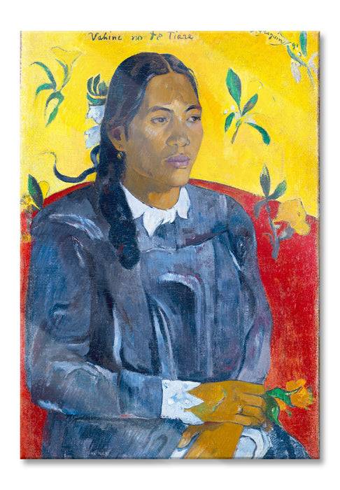 Pixxprint Paul Gauguin - Frau mit Blume , Glasbild Riesige Ersparnisse