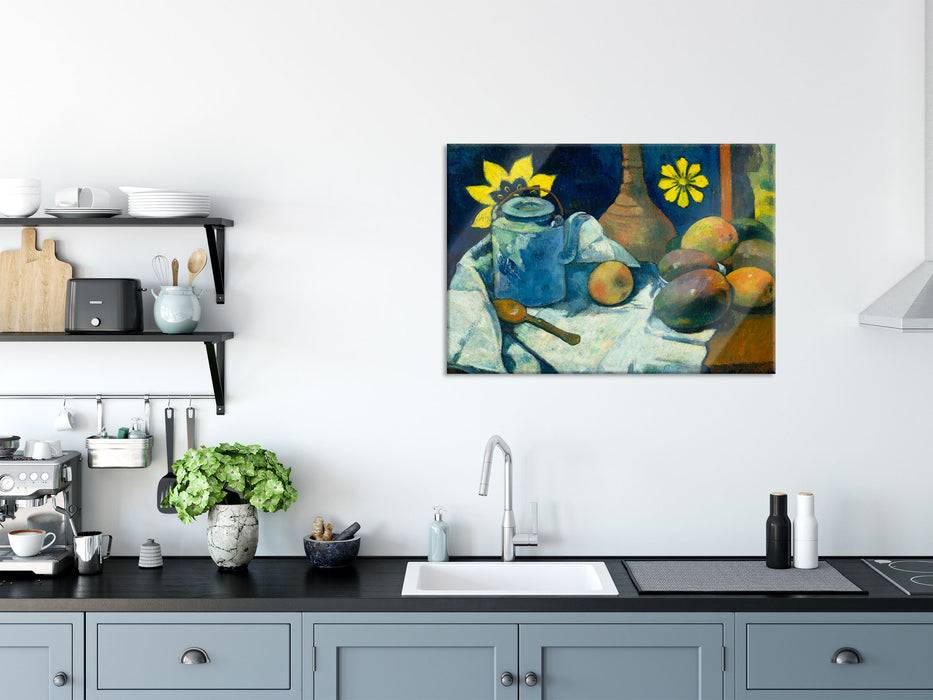 Pixxprint Paul Gauguin - Stillleben mit Tee-Kanne und Früchten , Glasbild Tiefpreis