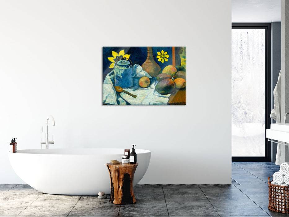 Pixxprint Paul Gauguin - Stillleben mit Tee-Kanne und Früchten , Glasbild Tiefpreis