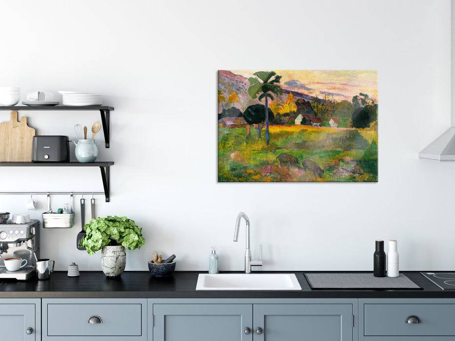 Pixxprint Paul Gauguin - Haere Mai , Glasbild Kostenlose Rückgabe