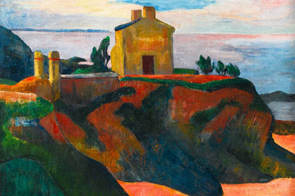Pixxprint Paul Gauguin - LA MAISON DU PAN-DU, Glasbild Begrenzte Freigabe