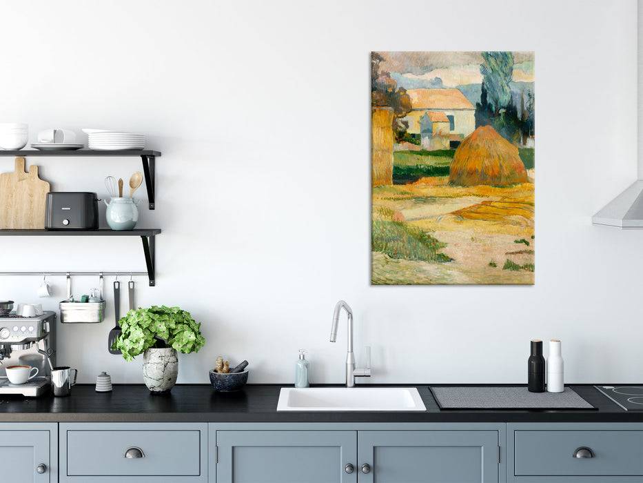 Pixxprint Paul Gauguin - Landschaft bei Arles, Glasbild Neueste Stile