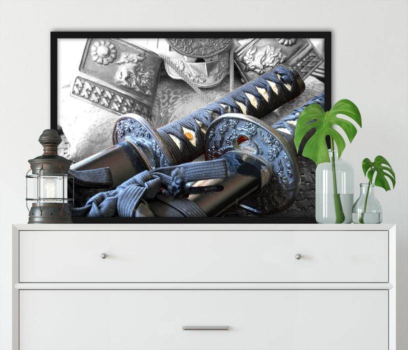 Pixxprint edle Samurai-Schwerter, Poster mit Bilderrahmen Letzte 2 Tage