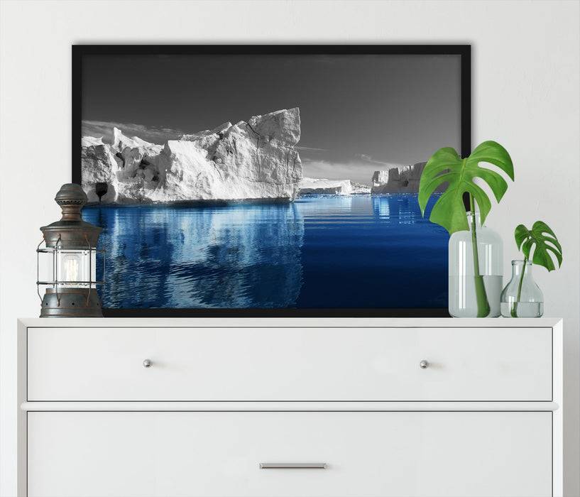 Pixxprint Eisberge in Grönland, Poster mit Bilderrahmen Zeitbegrenzte Promotion
