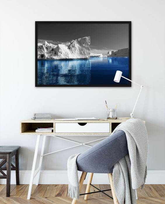 Pixxprint Eisberge in Grönland, Poster mit Bilderrahmen Zeitbegrenzte Promotion