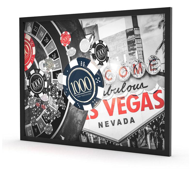 Pixxprint Las Vegas Casino Roulette, Poster mit Bilderrahmen Super Rabatt