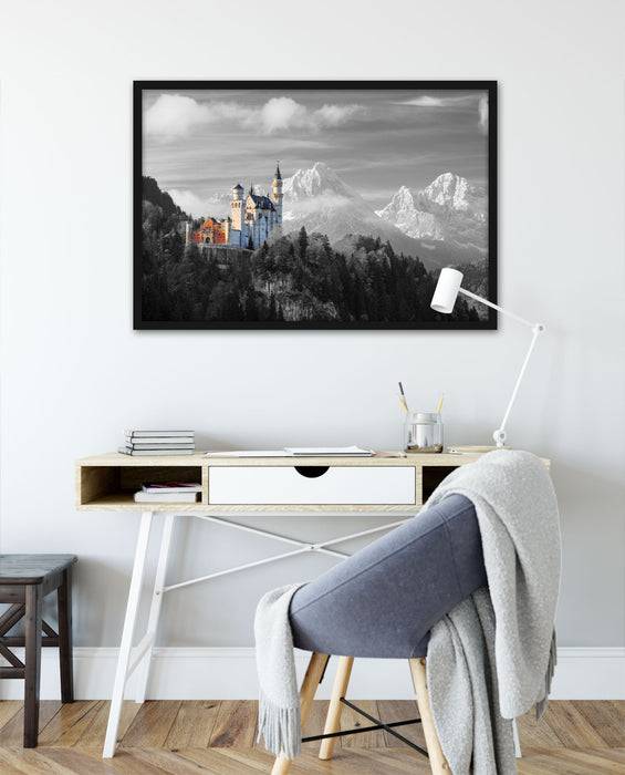 Pixxprint Schloss Neuschwanstein, Poster mit Bilderrahmen Riesige Rabatte