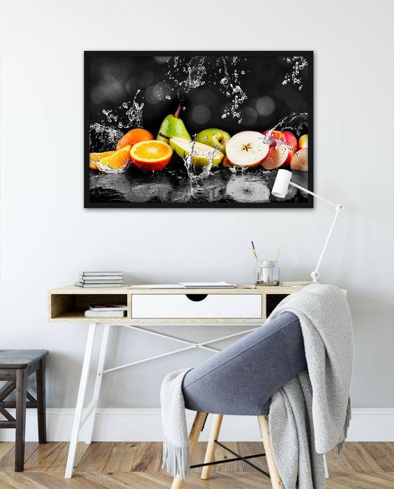 Pixxprint Früchte im Wasser, Poster mit Bilderrahmen Kostenloser Versand international