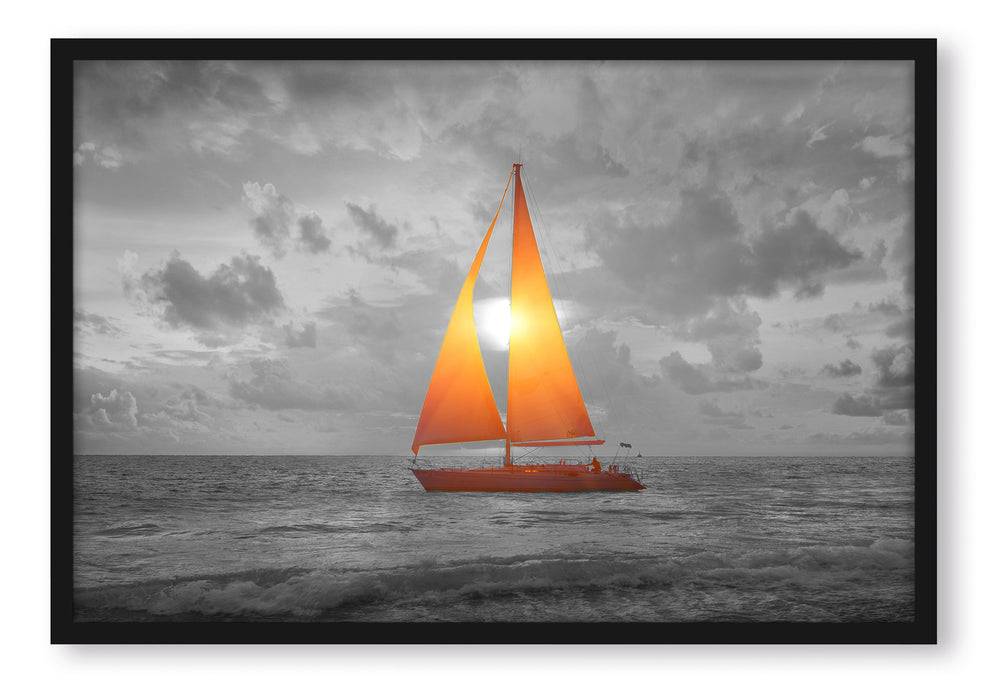 Pixxprint Segelboot nahgelegen der Küste, Poster mit Bilderrahmen 50% Rabatt für begrenzte Zeit