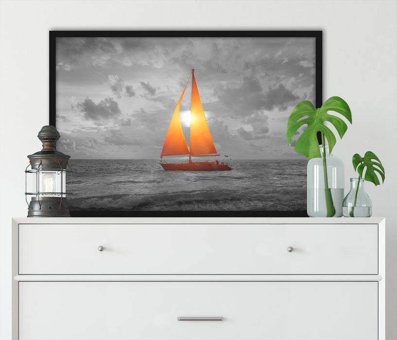 Pixxprint Segelboot nahgelegen der Küste, Poster mit Bilderrahmen 50% Rabatt für begrenzte Zeit