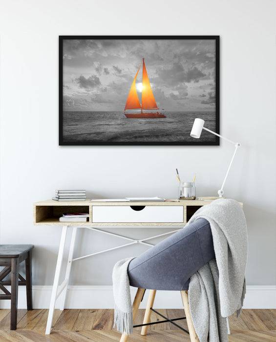 Pixxprint Segelboot nahgelegen der Küste, Poster mit Bilderrahmen 50% Rabatt für begrenzte Zeit