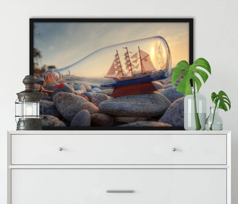 Pixxprint Flasche mit Schiff, Poster mit Bilderrahmen Angebote