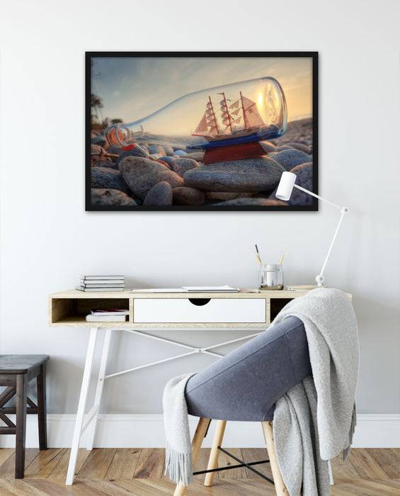 Pixxprint Flasche mit Schiff, Poster mit Bilderrahmen Angebote