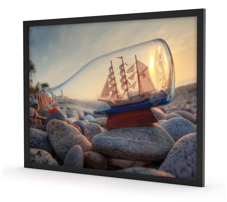 Pixxprint Flasche mit Schiff, Poster mit Bilderrahmen Angebote