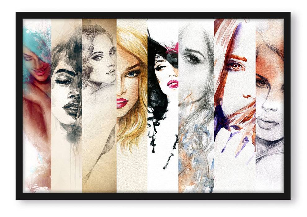 Pixxprint Haar Frisuren, Poster mit Bilderrahmen