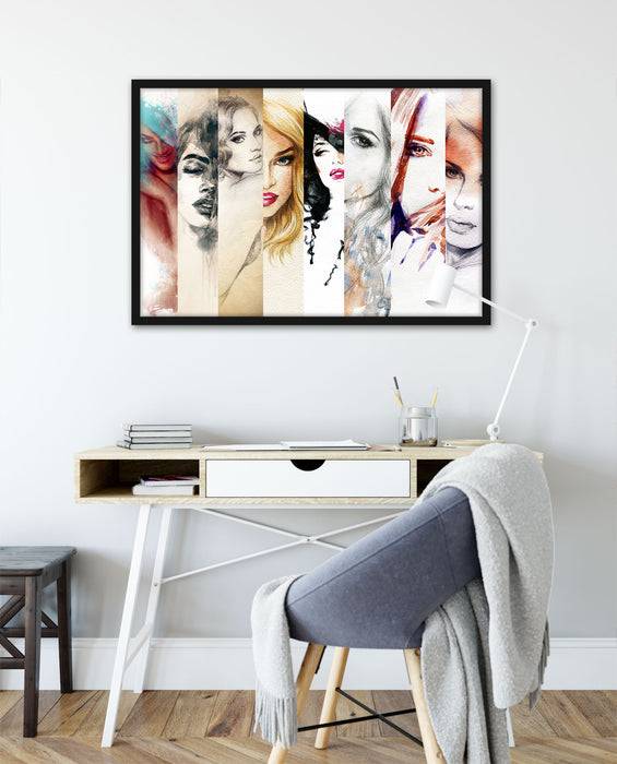 Pixxprint Haar Frisuren, Poster mit Bilderrahmen Hotsell