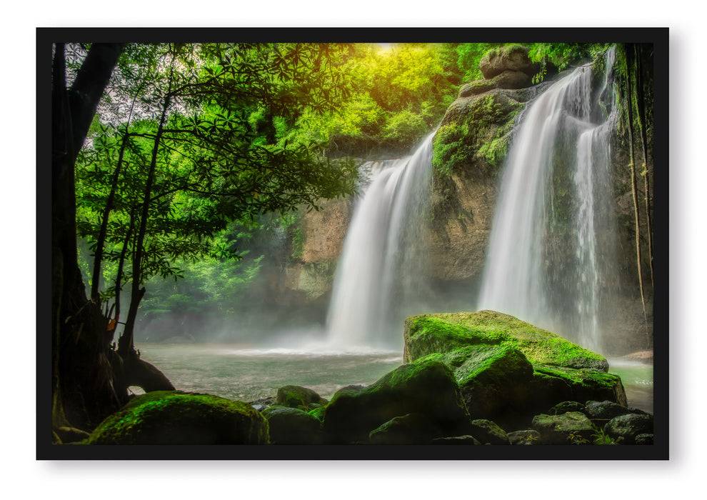 Pixxprint Wasserfall, Poster mit Bilderrahmen