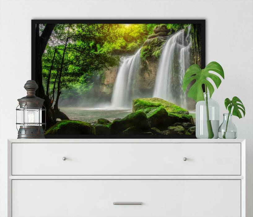 Pixxprint Wasserfall, Poster mit Bilderrahmen im Angebot