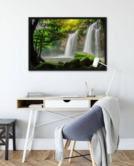 Pixxprint Wasserfall, Poster mit Bilderrahmen im Angebot