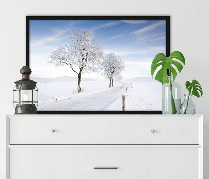 Pixxprint Baum im Schnee, Poster mit Bilderrahmen Günstiger Verkauf