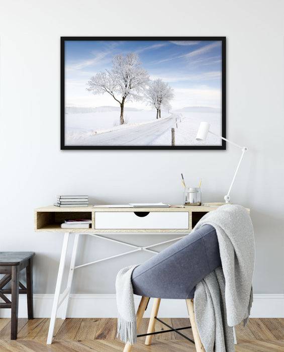 Pixxprint Baum im Schnee, Poster mit Bilderrahmen Günstiger Verkauf