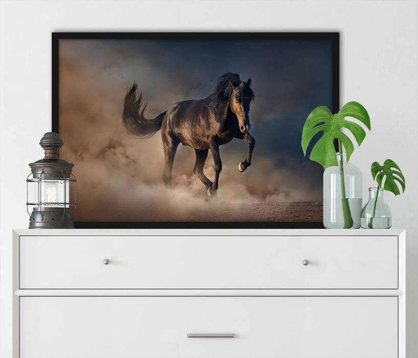 Pixxprint Schwarzes Pferd, Poster mit Bilderrahmen Meist gekauft