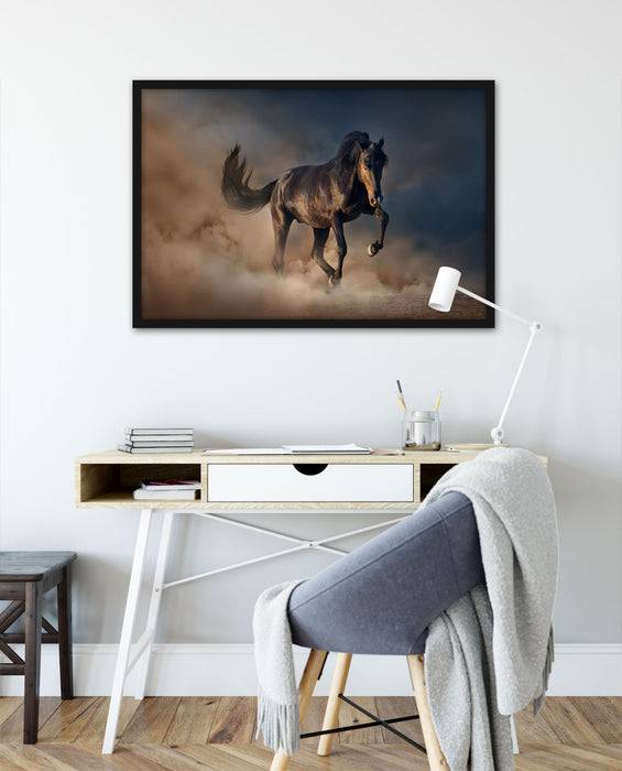 Pixxprint Schwarzes Pferd, Poster mit Bilderrahmen Meist gekauft