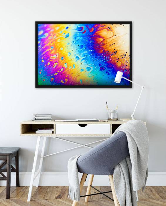 Pixxprint Bunte Farben, Poster mit Bilderrahmen Fabrik Onlineshop