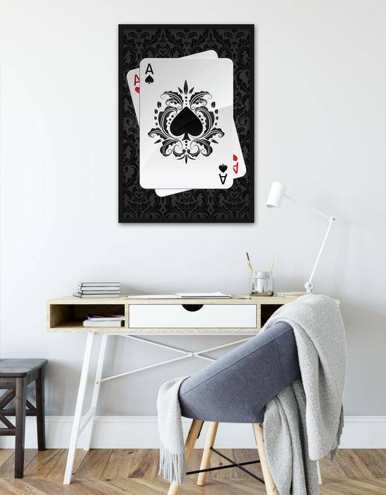 Pixxprint Ass Pik Spielkarte, Poster mit Bilderrahmen Fabrikpreis