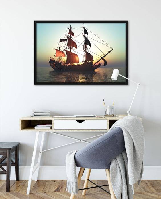 Pixxprint Altes Segelschiff, Poster mit Bilderrahmen Günstig kaufen