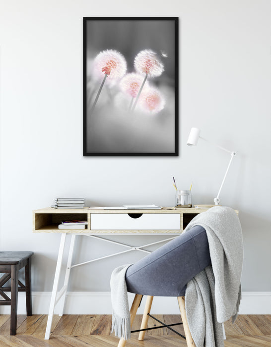 Pixxprint Pusteblumen im morgendlichen Wind, Poster mit Bilderrahmen Black Friday