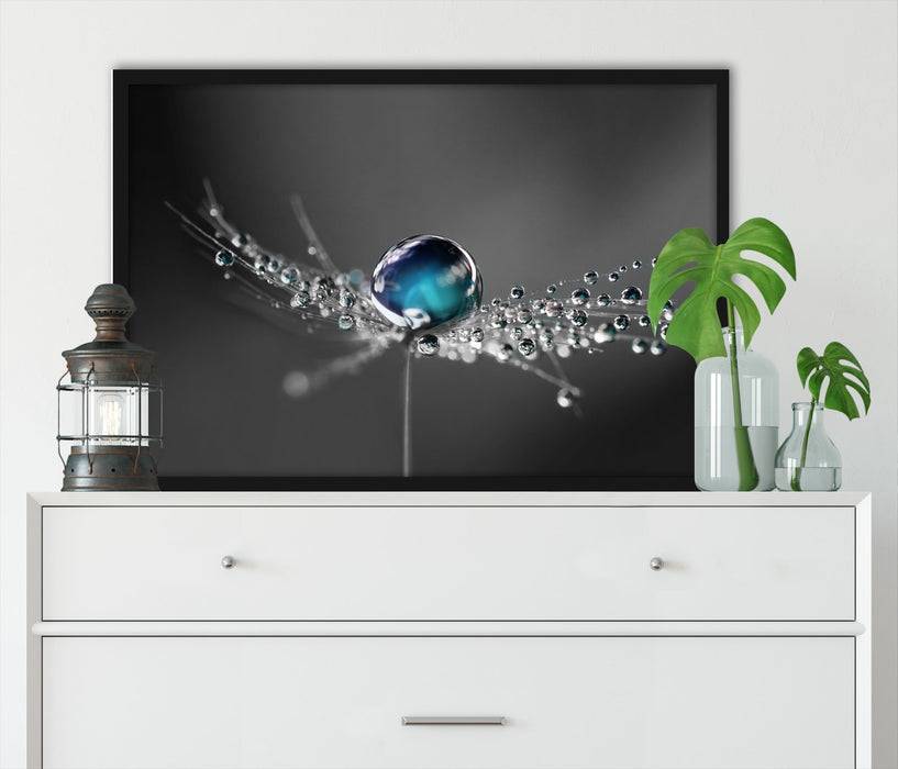 Pixxprint Wassertropfen auf einer Pusteblume, Poster mit Bilderrahmen Weihnachtsangebot