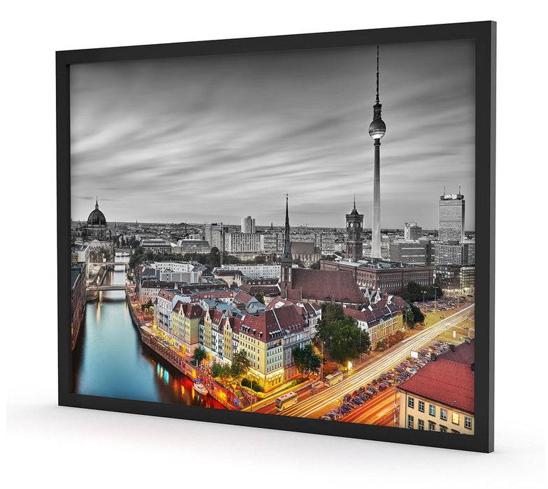 Pixxprint Berlin City Panorama, Poster mit Bilderrahmen Muttertagsangebot