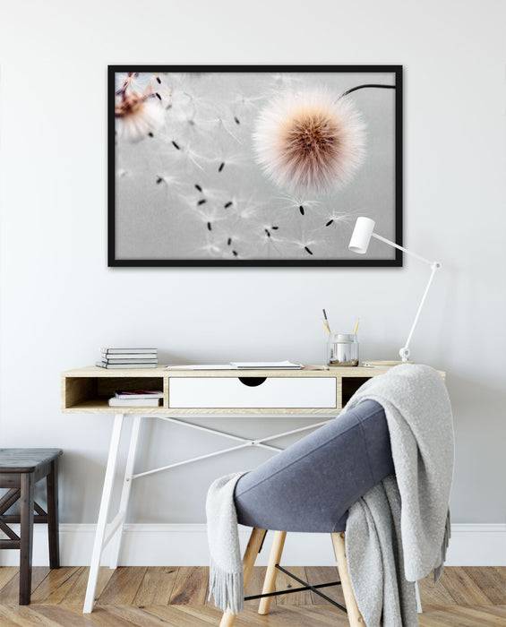 Pixxprint Pusteblumen in Bewegung, Poster mit Bilderrahmen Valentinstagsangebot
