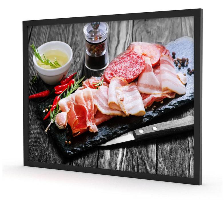 Pixxprint Antipasti Wurstsorten, Poster mit Bilderrahmen Lagerräumung