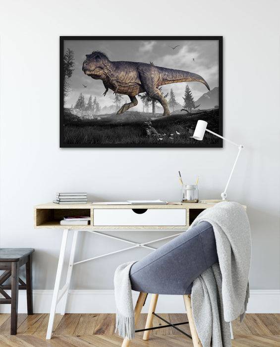 Pixxprint T-Rex Dinosaurier in der Natur, Poster mit Bilderrahmen Top Angebot