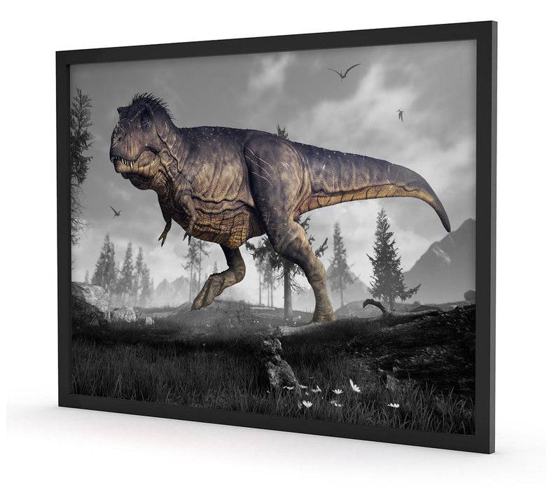 Pixxprint T-Rex Dinosaurier in der Natur, Poster mit Bilderrahmen Top Angebot
