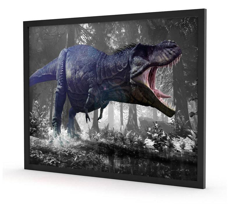 Pixxprint T-Rex Dinosaurier im Wald, Poster mit Bilderrahmen Zeitlich begrenztes Angebot