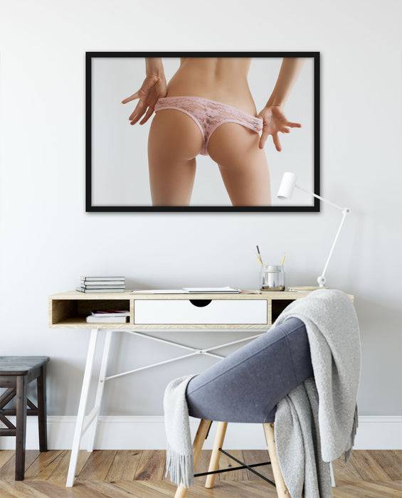 Pixxprint sexy Frauenpo in Unterwäsche, Poster mit Bilderrahmen Exklusive Angebote