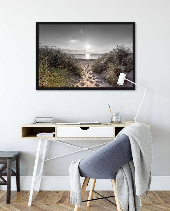 Pixxprint der Weg ins Meer, Poster mit Bilderrahmen Blitzangebot